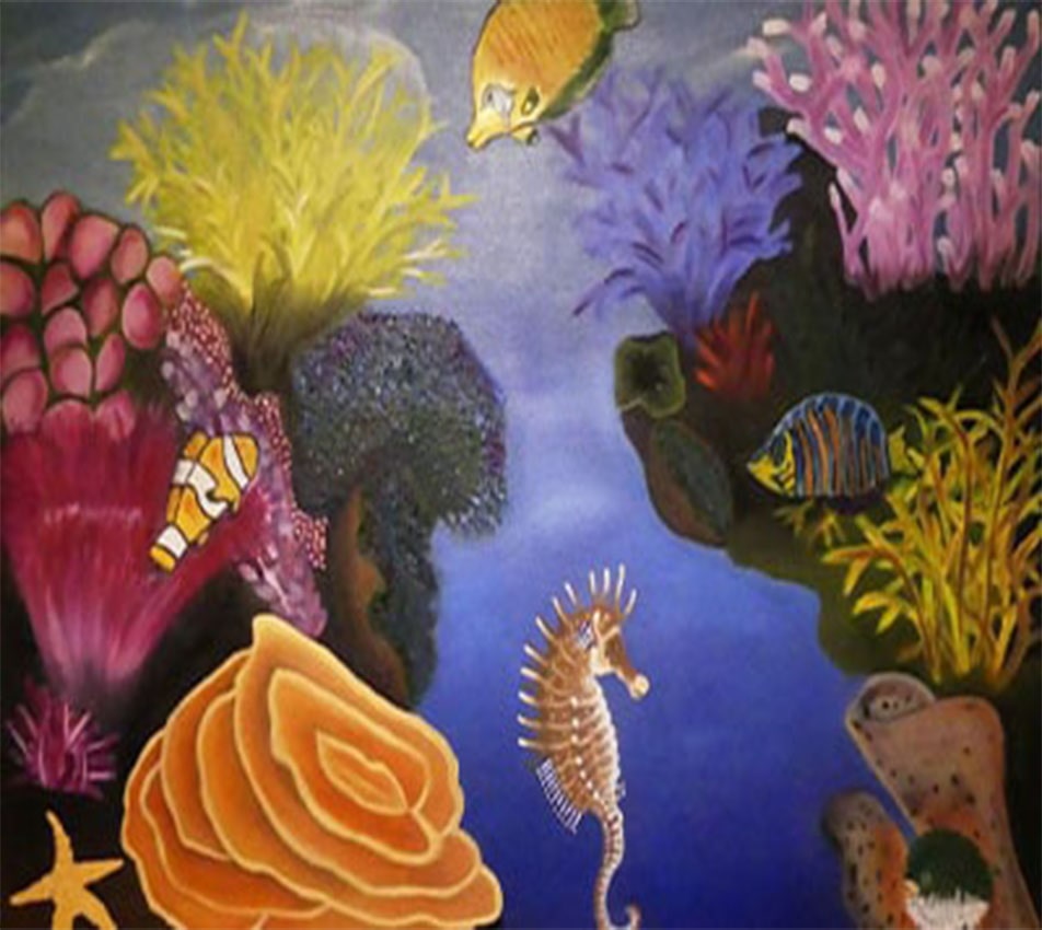 peinture d'Anne Taillandier qui représente le fond marin